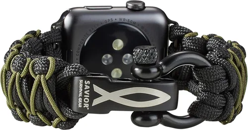Miniatura 15 de Correa de paracord Savior Survival Gear, compatible con Apple Watch de 49/45/44/42/41/40/38 mm, correa de iWatch Series Ultra 10 9 8 7 6 5 4 3 2 1
