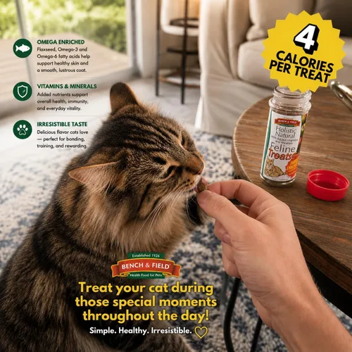 Miniatura 3 de Bench & Field Holistic Natural Healthy Kitty Treats Bocadillos crujientes en forma de pescado Delicioso aperitivo con sabor a mariscos, 3 onzas