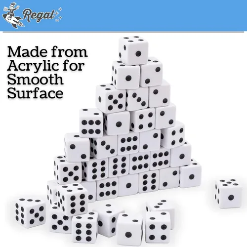 Miniatura 5 de Regal Games Juego de dados – 6 dados cuadrados blancos de 0.630 in para aula o noche de juegos familiares – 50 dados