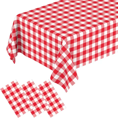 Miniatura 9 de 3 manteles desechables de plástico a cuadros color azul claro para fiestas, desechables, impermeable, rectangular, color azul, para campamento, Azul