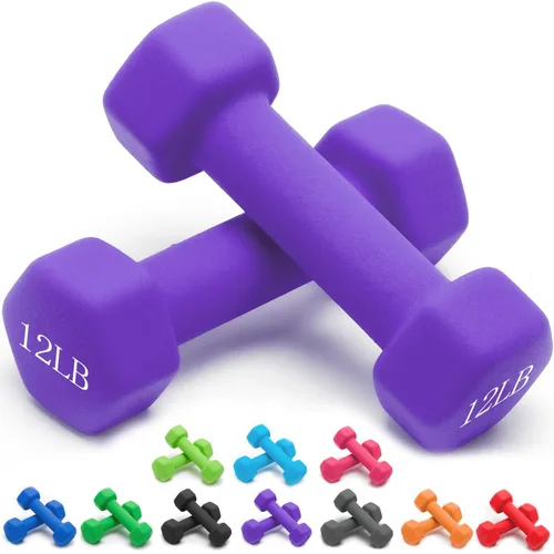 Miniatura 9 de Portzon Mancuernas con Pesos 10 Opciones de Colores Compatibles con Juego de 2 Mancuernas de Neopreno, 1-15 Libras, Antideslizantes, No se Ruedan