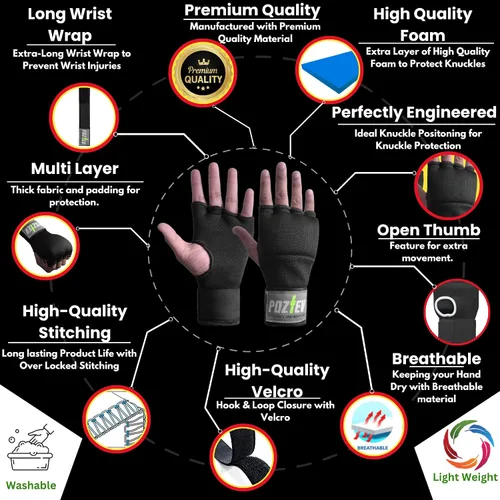 Miniatura 3 de Vendas de mano de boxeo para hombres y mujeres - Vendas rápidas de boxeo, guantes internos, vendas de mano para kickboxing, soporte para nudillos