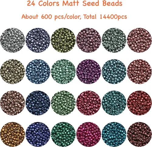 Miniatura 2 de Bala&Fillic Tamaño de cuentas de semillas de 0.079 pulgadas, 24 colores en total, 16800 piezas en caja, 12/0 pequeñas cuentas de semillas
