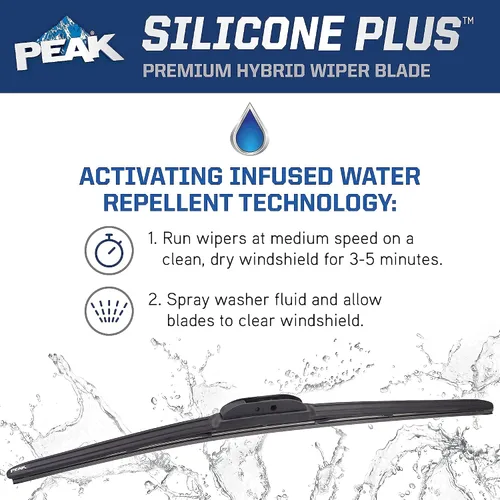 Miniatura 6 de PEAK Silicone Plus - Escobilla para parabrisas híbrida todo clima de 13 pulgadas, escobilla de parabrisas frontal premium de reemplazo con conector