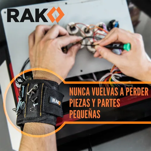 Miniatura 8 de Pulsera magnética Rak. Pulsera con fuerte imán para sostener tornillos, clavos y brocas. La mejor herramienta de mantenimiento para regalar a tu