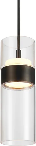 Miniatura 10 de Globe Electric 67000097 Lámpara colgante de 1 luz, negro mate, pantalla de vidrio transparente, varillas de altura colgante ajustable, iluminación