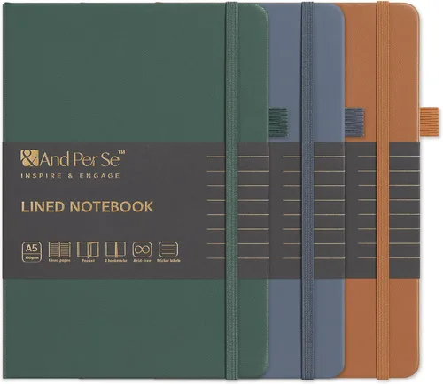 Miniatura 20 de &And Per Se - Cuaderno en blanco, 160 páginas, 5.7 x 8 pulgadas, cuaderno de rayas estrechas con papel grueso para escribir, cuaderno de tapa dura