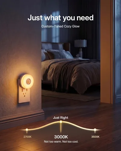 Miniatura 5 de YELKO Luz nocturna con sensor de movimiento: luz nocturna LED antideslumbrante blanca cálida de 3000 K, ultra brillante, acogedora, suave,
