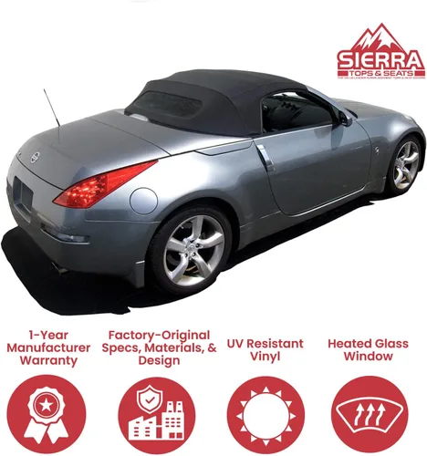 Miniatura 7 de Sierra Auto Tops & Seats Capota Convertible para Nissan 350Z 2004 a 2009 - Azul, Lona Stayfast - Capota Suave con Ventana de Vidrio Calefactable