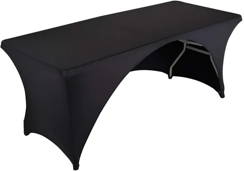 Miniatura 21 de LZY Paquete de 2 manteles ajustables para mesas plegables de 6 pies, espalda abierta, manteles rectangulares de elastano/elástico/elásticos
