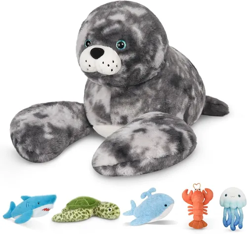Miniatura 11 de Niuniu Daddy 23 pulgadas 3.3 libras de peluche con peso de medusa para niños y adultos, lindos animales de peluche con peso de medusa, almohada