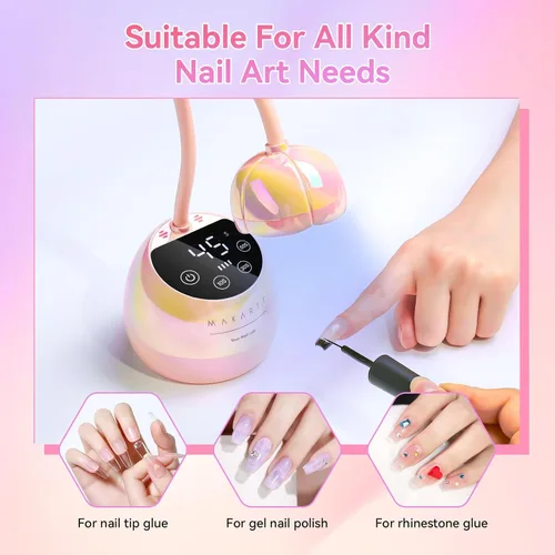 Miniatura 4 de Makartt Lámpara LED UV para Uñas - Luz UV de Cuello de Ganso para Uñas Inalámbrica Recargable USB 39W Secadora Lámpara LED con Sensor Automático 4