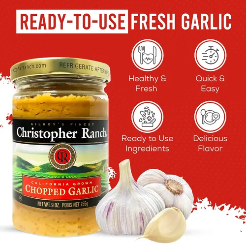 Miniatura 2 de Christopher Ranch Ajo picado en aceite de oliva, fresco cultivado en California, listo para usar, calidad premium, sin gluten, apto para veganos