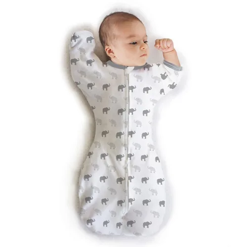 Miniatura 11 de Amazing Baby - Saco de transición para envolver al bebé, mangas de media longitud con brazos hacia arriba y puños de mitones, manta portátil para En
