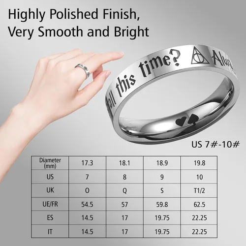 Miniatura 3 de LParkin Ring After All This Time Always - Anillos de acero inoxidable para mujeres y hombres, anillo antiestrés de 0.197 in para fanáticos del mundo