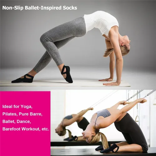 Miniatura 30 de Ozaiic - Calcetines de yoga para mujer con correas y agarres antideslizantes, ideales para pilates, Pure Barre, ballet, danza y entrenamiento