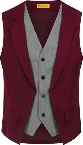 Miniatura 27 de Oliver George Chaleco formal de esmoquin en capas para hombre, chaleco de traje de negocios