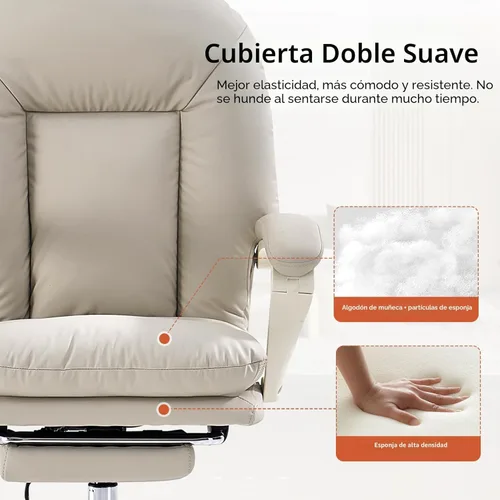 Miniatura 7 de EMIAH Silla de Oficina Ergonómica con Reposapiés Silla Entrecruzada con Ruedas Silla Ejecutiva de Oficina Reclinable Respaldo Medio Cuero PU Sillas
