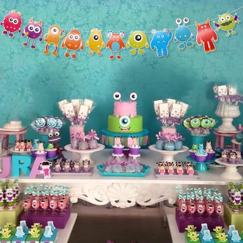 Miniatura 6 de Cartel de Little Monster para decoración de fiesta de cumpleaños con temática de monstruo, suministros de fiesta de baby shower, guirnalda