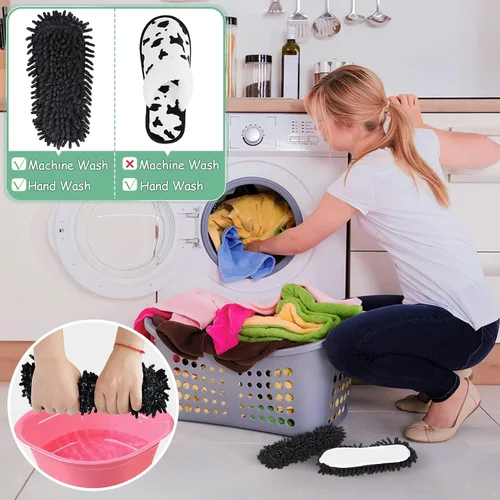 Miniatura 5 de Pantuflas de microfibra para limpiar el suelo, herramienta de limpieza de polvo desmontable y lavable para limpieza de la casa de cocina
