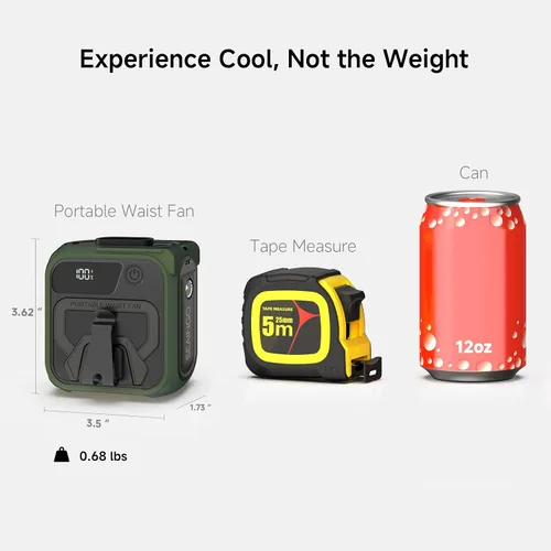 Miniatura 7 de SEAINGO Portable Waist Fan Rechargeable – 10000mAh, 42 ft/s Max, 5 Speeds 16000RPM, Personal Cooling Wearable Clip Body Belt Shirt Fans, Hanging