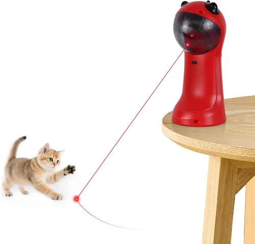 Miniatura 10 de TBTeek Juguete para gatos, luz verde, activado por movimiento automático, 5 patrones divertidos, 4 modos de velocidad, ángulos de luz ajustables