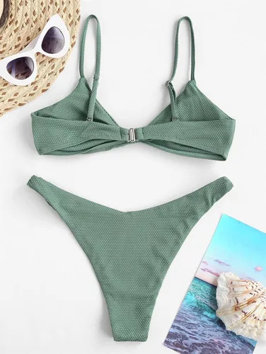 Miniatura 2 de Bañador texturizado anudado Bikini de dos piezas Traje de baño de dos piezas Trajes de baño