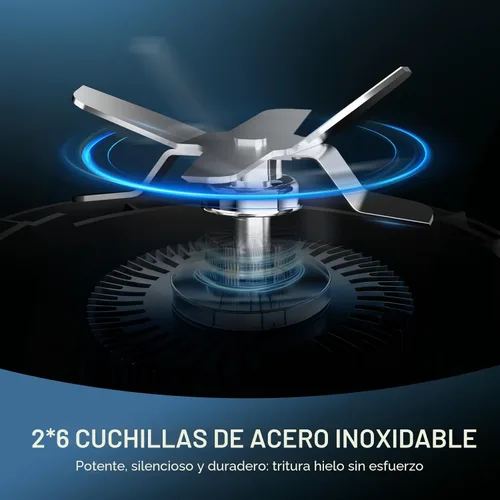 Miniatura 5 de Nahida Licuadora para batidos, licuadora de batidos de 1200 W para triturar hielo, licuadoras con (2) cuchillas de 6 aletas, licuadoras personales