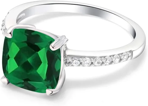 Miniatura 22 de Gem Stone King Anillo de compromiso de plata de ley 925 con piedra preciosa de corte cojín de 0.315 in Anillo de compromiso de aniversario de boda