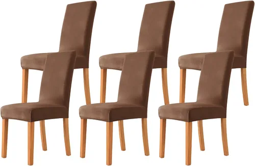 Miniatura 66 de Velvet Chair Covers Beige Gray, Stretch Dining Room Chair Covers 2 Pack, Super Fit Dining Chairs Slipcovers Spandex Washable Kitchen Parson Chair
