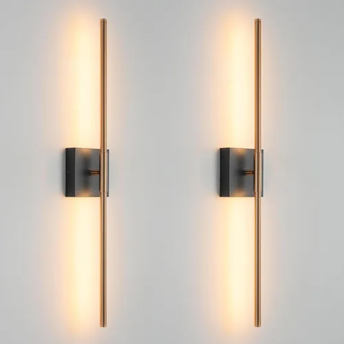 Miniatura 9 de Juego de 2 apliques de pared LED en oro cepillado con luz blanca cálida
