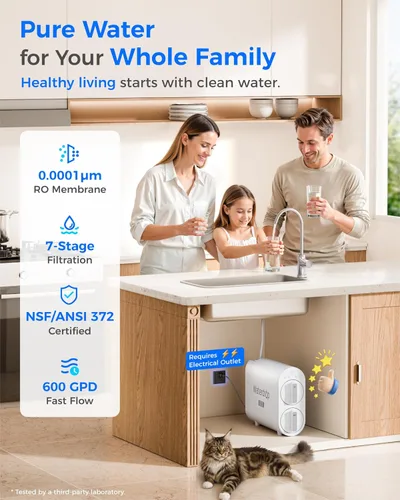 Miniatura 2 de Sistema de ósmosis inversa Waterdrop G2P600, sistema de filtro de agua RO sin tanque de 600 GPD, sistema RO debajo del fregadero, sistema