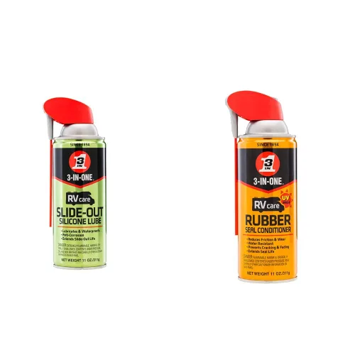 3-IN-ONE RVcare - Lubricante de silicona deslizante con spray de popote inteligente de 2 vías, 11 onzas y acondicionador de sello de goma RVcare con