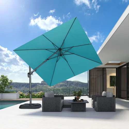 Miniatura 116 de PURPLE LEAF Sombrilla de Patio de 8 Pies para Exteriores Sombrilla Cantilever Cuadrada de Aluminio Sombrilla Offset con Rotación de 360 Grados