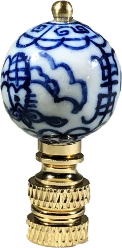 Miniatura 12 de Royal Designs, Inc. Decorativos Chinoiserie Azul y Blanco Terminales de Lámpara (Longevidad - 2 Pk)