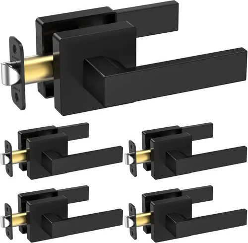 Miniatura 13 de TICONN 1PK Manijas de puerta interiores color negro mate, perillas de puerta cuadradas reversibles para dormitorio, baño, habitaciones