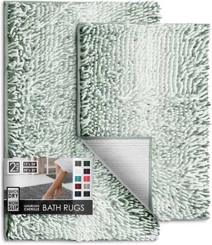 Miniatura 26 de Hearth & Harbor Alfombras de baño, tapete de baño de chenilla - Alfombras de baño lavables a máquina para baño con respaldo antideslizante de goma