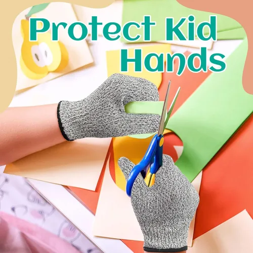 Miniatura 5 de Guantes Evridwear resistentes al corte para niños de 10 a 13 años, guantes de corte con protección de grado alimenticio nivel 5 para cocinar, Gris