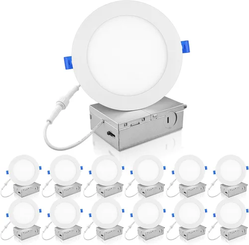 Miniatura 10 de ECOELER Iluminación LED empotrable de 6 pulgadas con caja de conexiones, 12 W, 1100 lm, 3000 K, luz de techo LED regulable, luces sin lata de alto