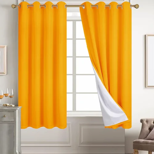 Miniatura 89 de Diraysid Cortinas 100% opacas de lino beige para dormitorio, con ojales, aislamiento térmico, cortinas de oscurecimiento de habitación