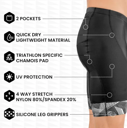 Miniatura 2 de SLS3 Triathlon Shorts Mens - Padded Tri Shorts Mens Triathlon Shorts - 2 Pocket FX Triathalon Shorts, Medium Compression
