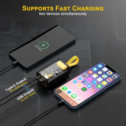 Miniatura 3 de Cargador portátil de 10000 mAh, batería externa transparente de carga rápida de 22.5 W, cargador de teléfono portátil USB C externo de entrada