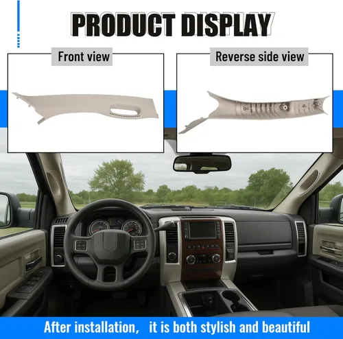 Miniatura 5 de ECOTRIC Manija de agarre para pilar A compatible con lado derecho para 2002-2010 Dodge Ram Pickup, reemplazo para 1TE74TL2AA 5GR28TL2AE, manija