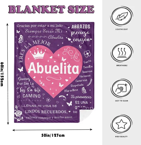 Miniatura 7 de Regalos para abuela en español, regalos para abuela, manta de Abuelita 50"X60", regalos para abuela, regalos de Navidad y cumpleaños para abuela