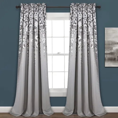 Miniatura 30 de Lush Decor Cenefa para ventana con filtro de luz, colección Weeping Flower, juego de cortinas, un par, 52" de ancho x 95" de largo + 2" de cabecera