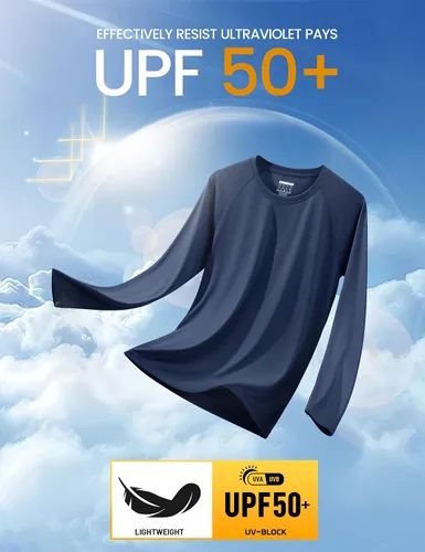 Miniatura 9 de MAGCOMSEN Camisas de manga larga para hombre, protección solar UPF 50+, camisetas atléticas para senderismo, correr, entrenamiento, protección