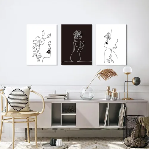 Miniatura 21 de Arte Gracioso de Baño en Lona para Pared en Blanco y Negro Juego de Inodoro y Tina Cartel Impreso en 3 Piezas Pintura de Citas de Baño Estilo Retro