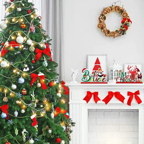 Miniatura 5 de Blulu 3 piezas de decoración de Navidad para centros de mesa de interior para mesas, letreros de madera de granja, centros de mesa de Navidad
