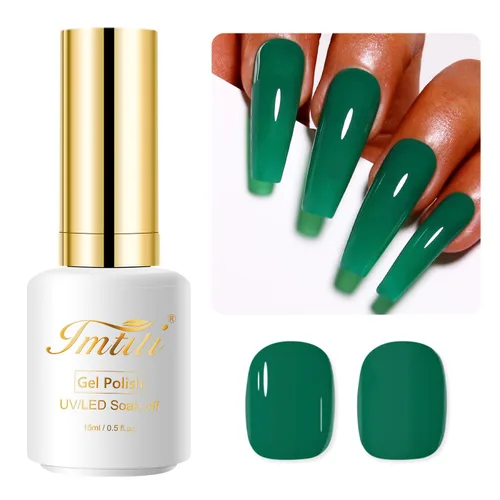Miniatura 13 de Esmalte de uñas de gel, 1 unidad de 0.5 onzas líquidas de esmalte de gel de color verde aguacate para remojar arte de uñas, salón de manicura