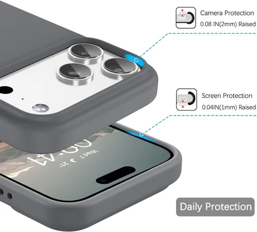 Miniatura 289 de GUAGUA Funda compatible con iPhone 17 Pro Max de 6.9 pulgadas, silicona líquida, goma de gel suave, delgada, forro de microfibra delgada